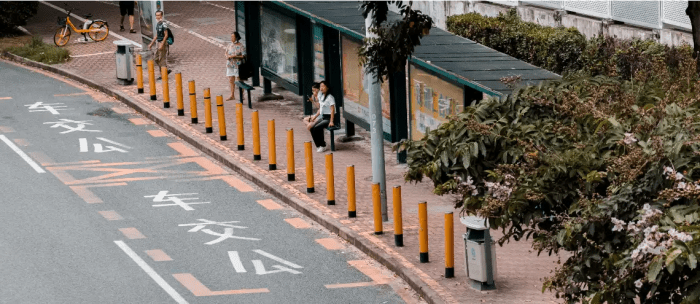 Residents living in China are waiting at bus stops